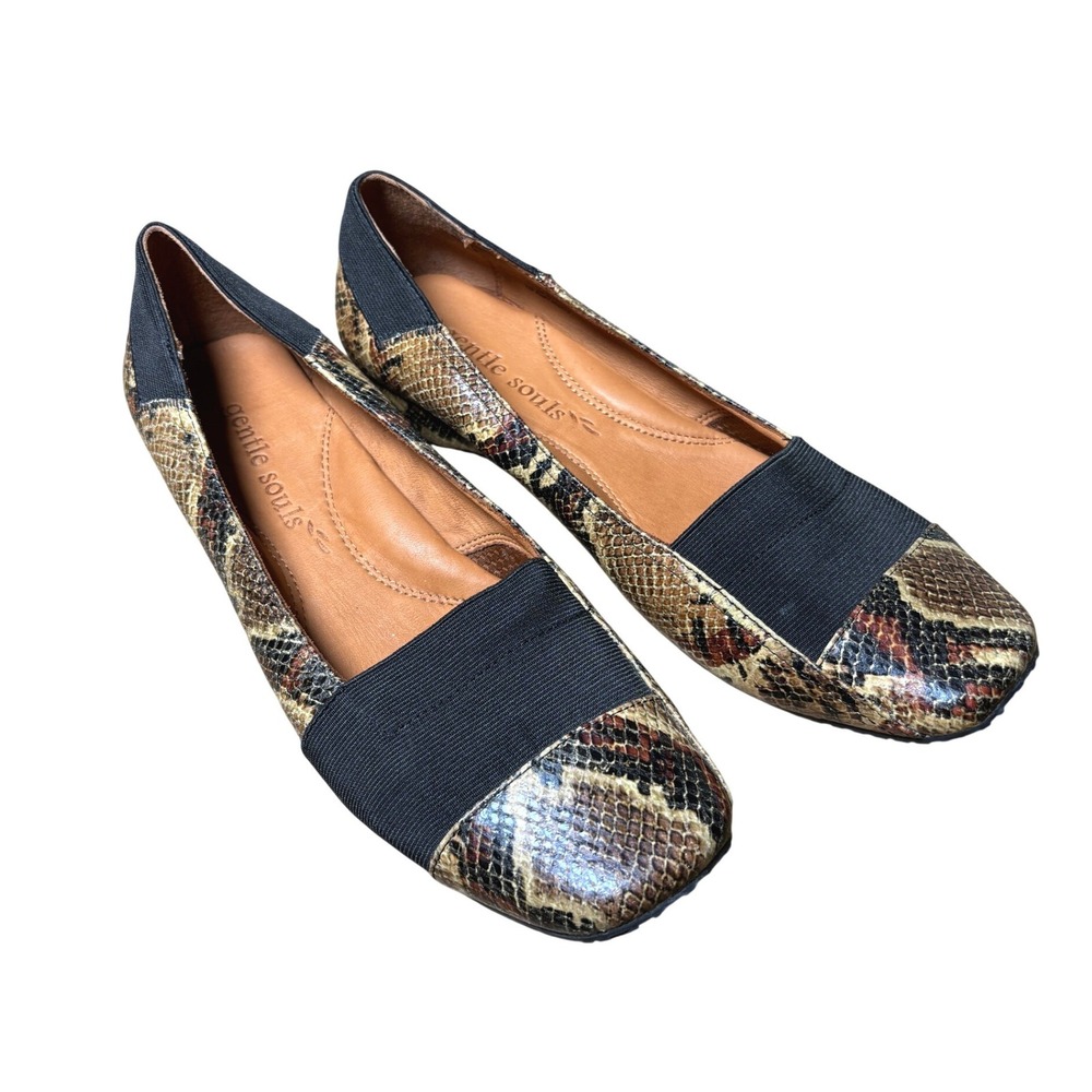 Gentle Souls Flats 9 Brown Snakeskin Leather Wedge Driving Mocs Slip On Shoes
